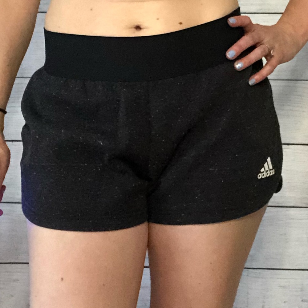 Adidas Black Heather Shorts with mesh back pocket